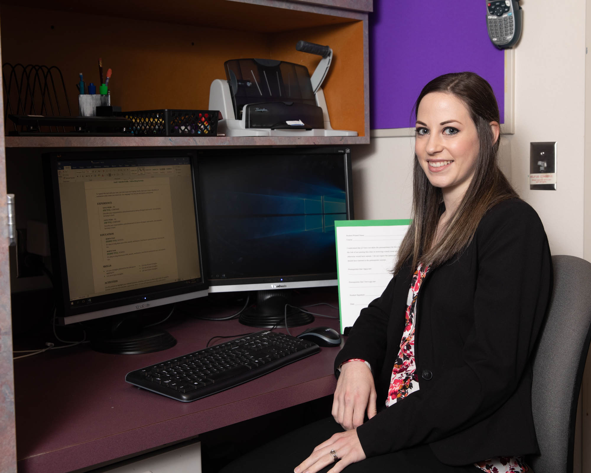 A student at a desk